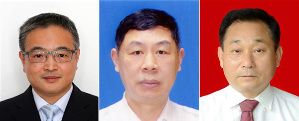 图为黄群、宋月才、姜开斌三位同道的肖像（由左至右）。